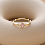 Oval Birthstone CZ Diamond Ring - Lyphiyes